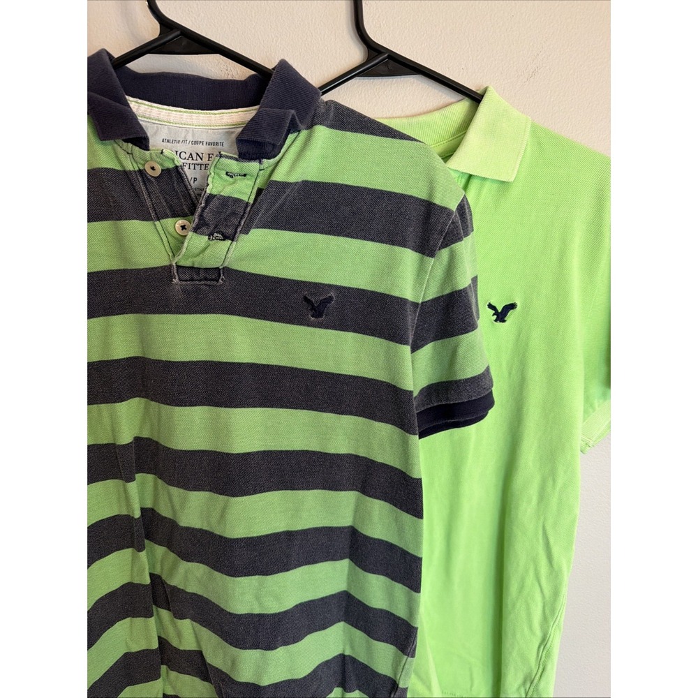 American Eagle Polo Shirt Mens Small Athletic Fit Green - Casual Lot Of 2